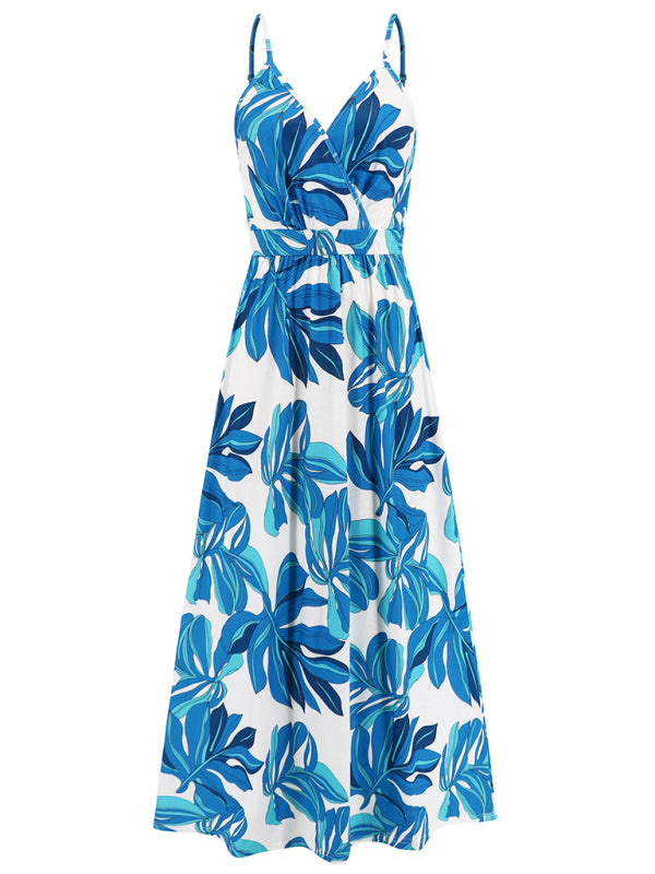 Cami Dresses- Garden Party Women's Cami Maxi Dress with Tropical Print- - IndioGear Fashion and Gear