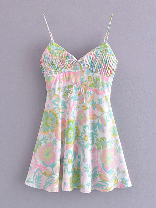 A-Line Sundress Featuring a Romantic Floral Print