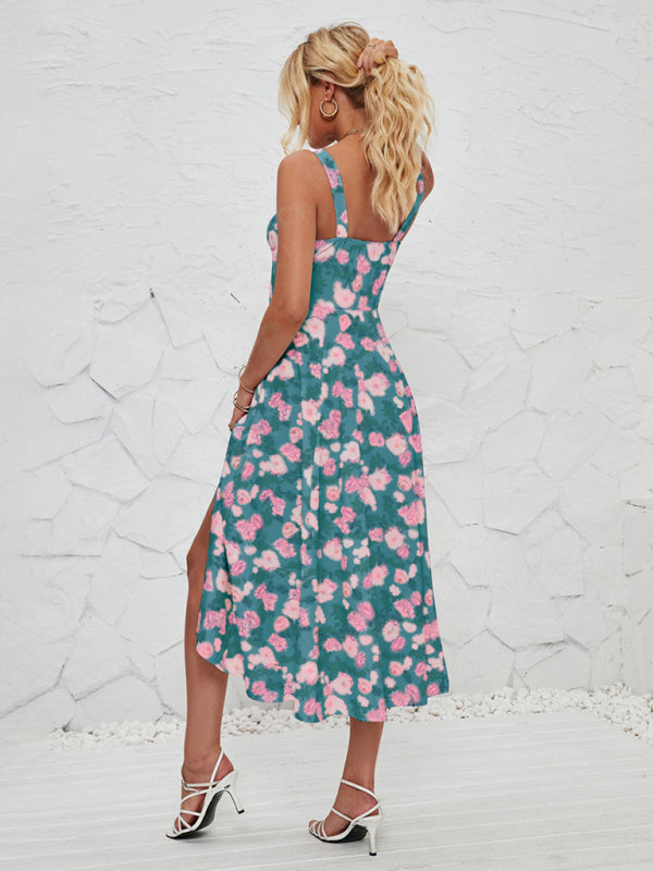 Cami Dresses- Summer Garden Parties Floral A-Line Midi Dress- - IndioGear Fashion and Gear