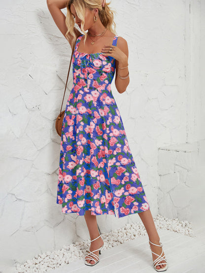 Cami Dresses- Summer Garden Parties Floral A-Line Midi Dress- - IndioGear Fashion and Gear