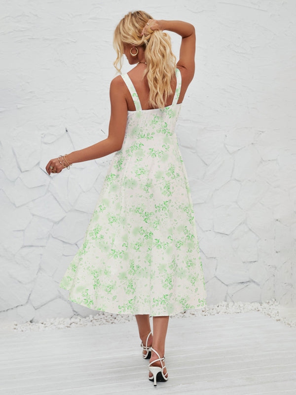 Cami Dresses- Summer Garden Parties Floral A-Line Midi Dress- - IndioGear Fashion and Gear