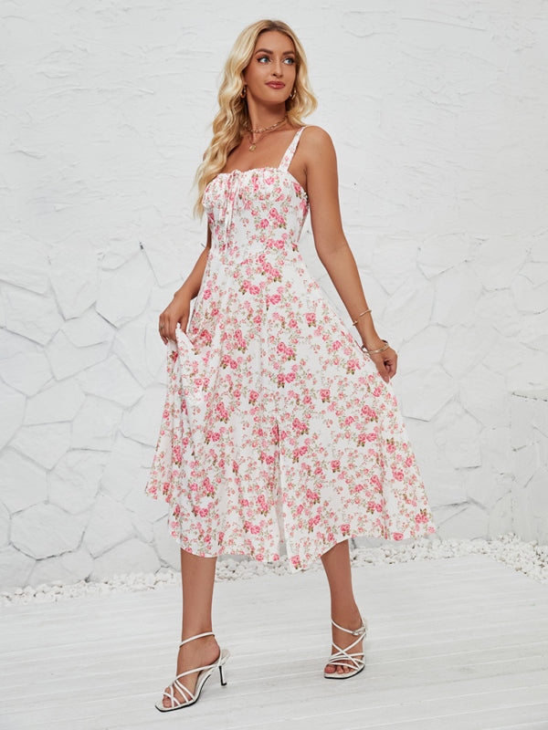 Cami Dresses- Summer Garden Parties Floral A-Line Midi Dress- - IndioGear Fashion and Gear