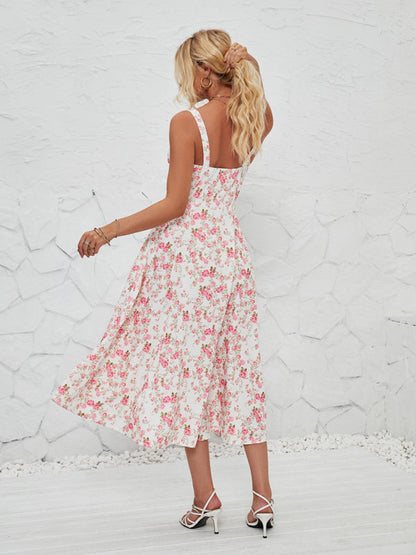 Cami Dresses- Summer Garden Parties Floral A-Line Midi Dress- - IndioGear Fashion and Gear