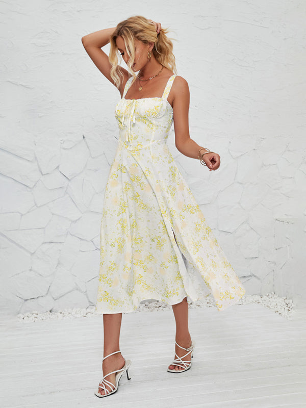 Cami Dresses- Summer Garden Parties Floral A-Line Midi Dress- - IndioGear Fashion and Gear