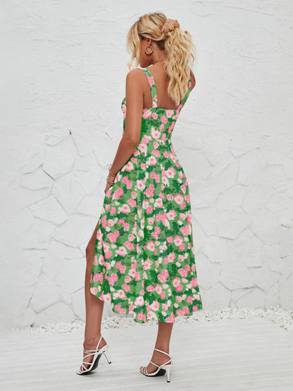 Cami Dresses- Summer Garden Parties Floral A-Line Midi Dress- - IndioGear Fashion and Gear