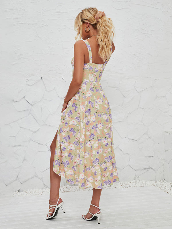 Cami Dresses- Summer Garden Parties Floral A-Line Midi Dress- - IndioGear Fashion and Gear