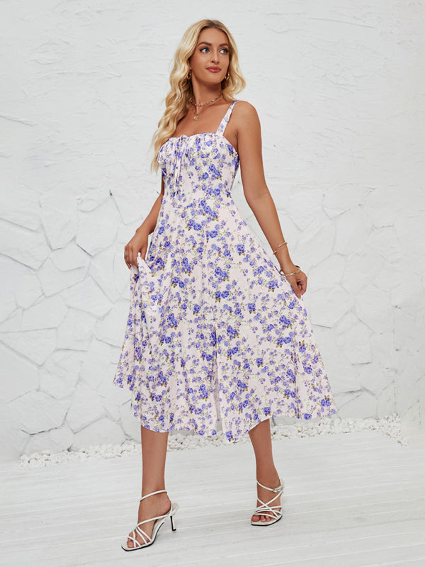 Cami Dresses- Summer Garden Parties Floral A-Line Midi Dress- - IndioGear Fashion and Gear