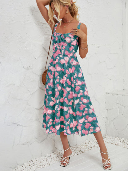 Cami Dresses- Summer Garden Parties Floral A-Line Midi Dress- Pattern3- IndioGear Fashion and Gear