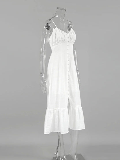 Cami Dresses- Women Mid-length Tiered Dress Ruffled Hem in Cotton- - IndioGear.com