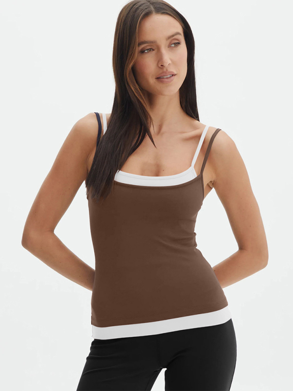 Cami Tops- Dual-Strap Athletic Top - Workout Cami- Coffee- IndioGear.com