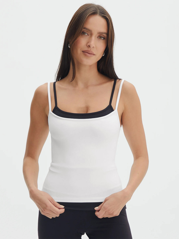 Cami Tops- Dual-Strap Athletic Top - Workout Cami- White- IndioGear.com