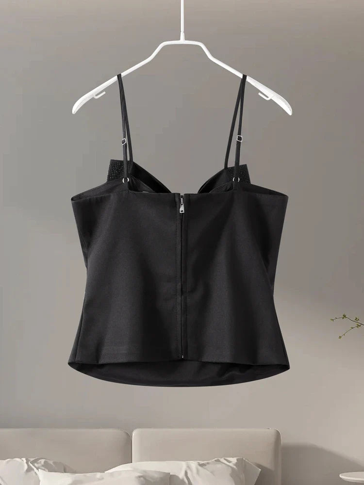 Cami Tops- Minimalist Sparkle Cami Top for Evening Elegance- - IndioGear