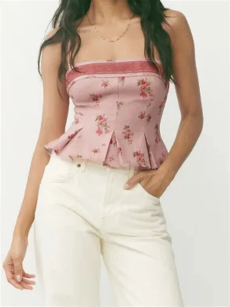 Cami Tops- Minimalist Floral Cami Top – Subtle Elegance- - IndioGear