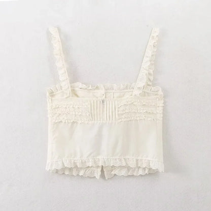 Cami Tops- Pastel Minimalist Ruffled Cami Top- - IndioGear