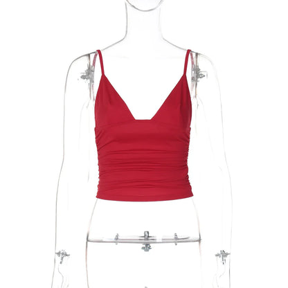 Cami Tops- Minimalist Ruched Crop Top- - IndioGear