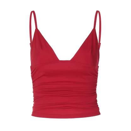 Cami Tops- Minimalist Ruched Crop Top- - IndioGear