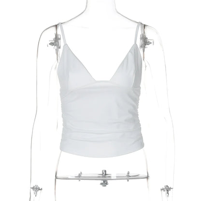 Cami Tops- Minimalist Ruched Crop Top- - IndioGear