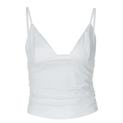 Cami Tops- Minimalist Ruched Crop Top- - IndioGear