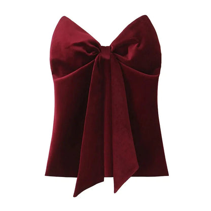 Cami Tops- Minimalist Burgundy Velvet Top- - IndioGear