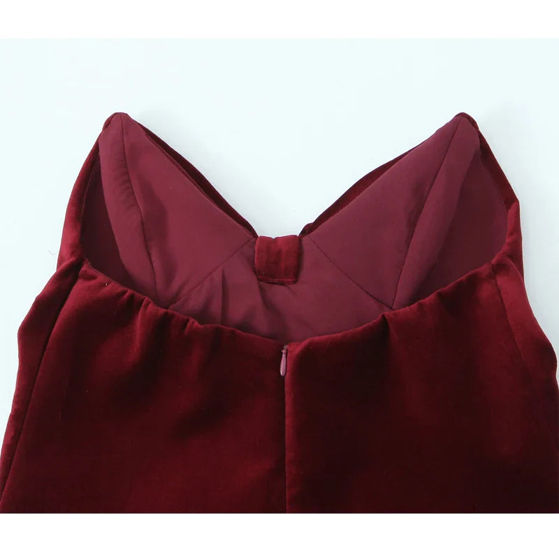 Cami Tops- Minimalist Burgundy Velvet Top- - IndioGear