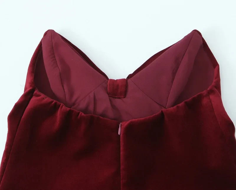 Cami Tops- Minimalist Burgundy Velvet Top- - IndioGear