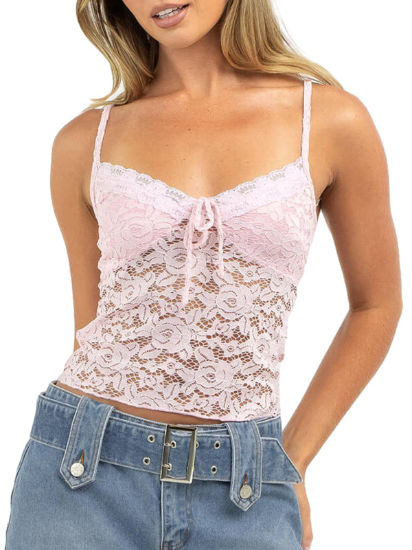 Camis- Lace Camisole - Triangle Bust Top for Women- Pink- IndioGear Fashion and Gear