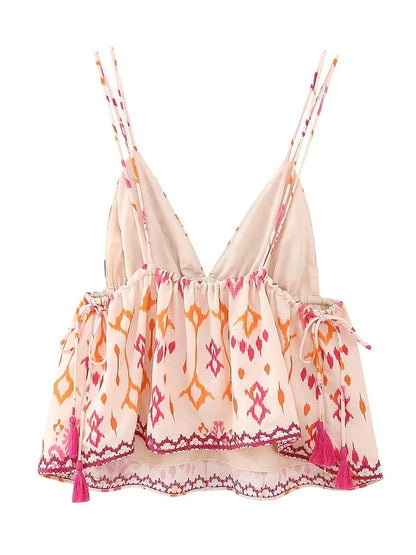 Boho-Chic Festival Bunt besticktes Camisole-Top