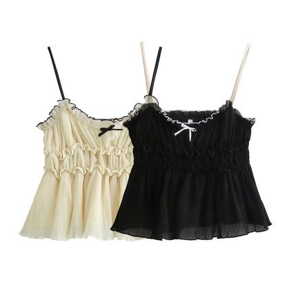 Camis Tops- Ruffled Peplum Cami Top- - IndioGear.com