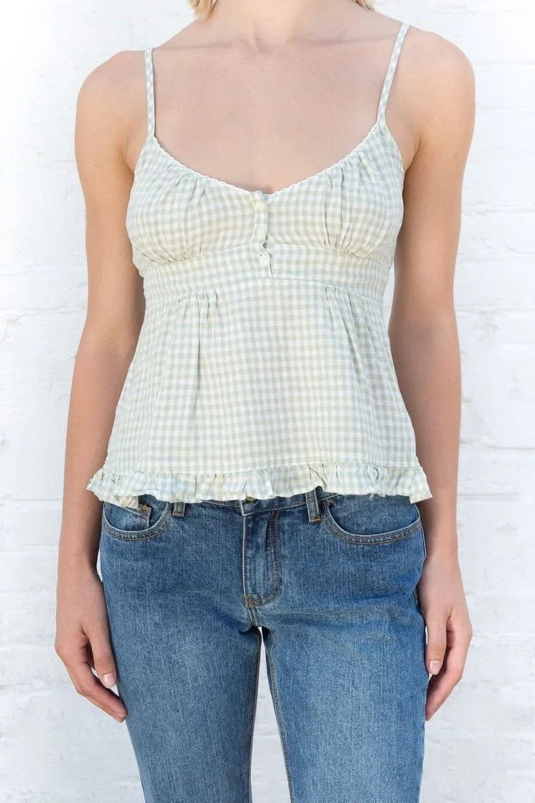 Einfarbiges Cami-Top mit Schößchen im Sommerstil für Damen