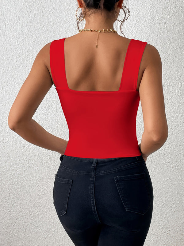 Camisles- Slim Fit Square Neck Cami - Women's Essential Crop Top- - IndioGear.com