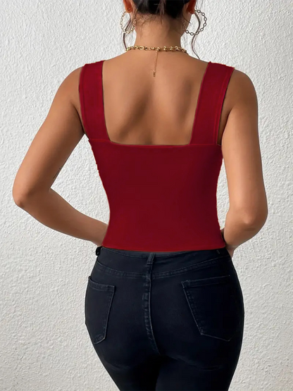 Camisles- Slim Fit Square Neck Cami - Women's Essential Crop Top- - IndioGear.com