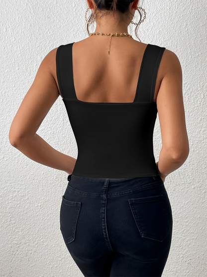 Camisles- Slim Fit Square Neck Cami - Women's Essential Crop Top- - IndioGear.com