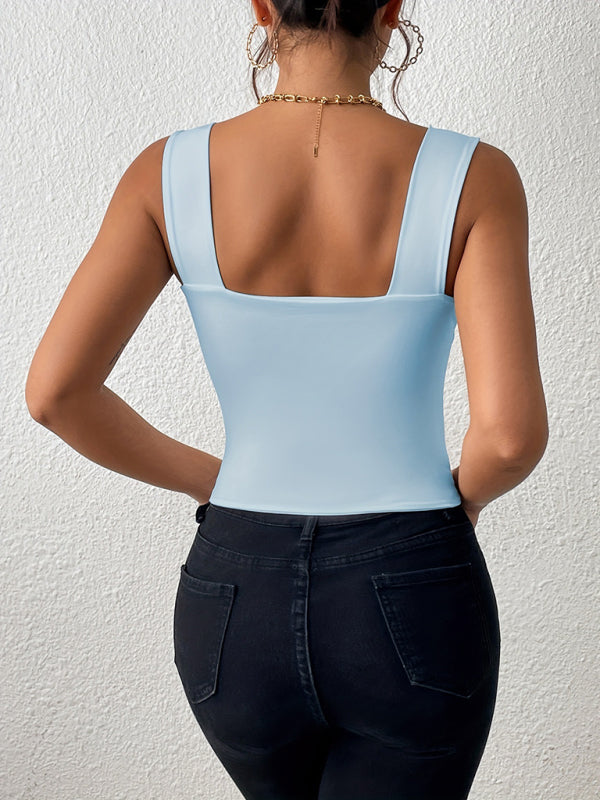 Camisles- Slim Fit Square Neck Cami - Women's Essential Crop Top- - IndioGear.com