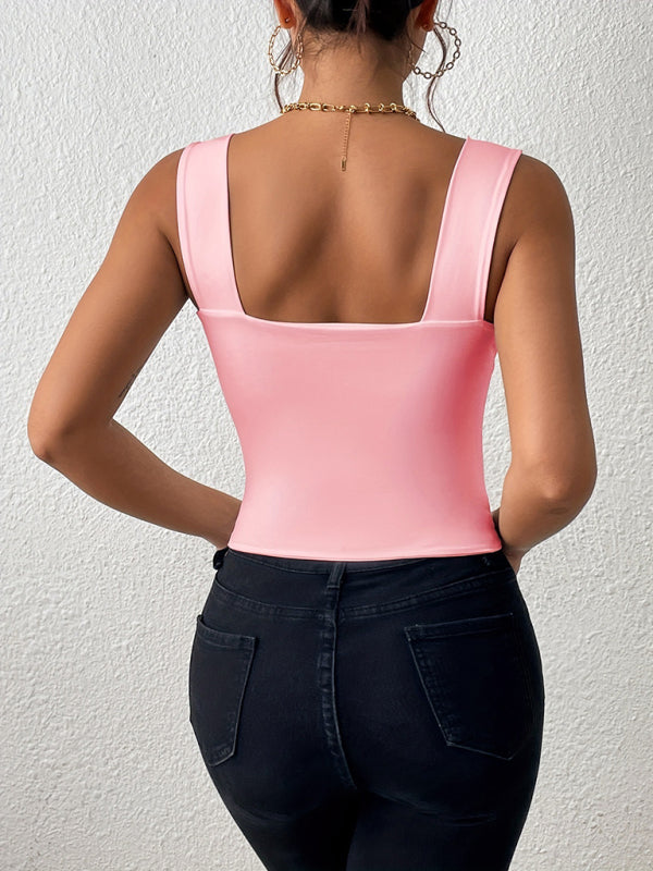 Camisles- Slim Fit Square Neck Cami - Women's Essential Crop Top- - IndioGear.com