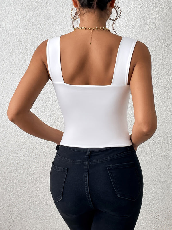 Camisles- Slim Fit Square Neck Cami - Women's Essential Crop Top- - IndioGear.com