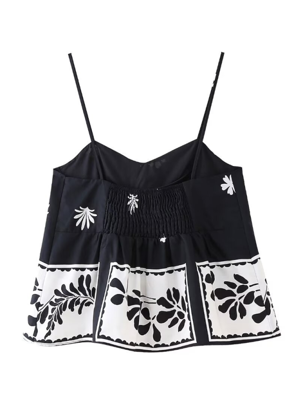 Camisoles- Black & White Cami Floral Top for Women- - IndioGear.com