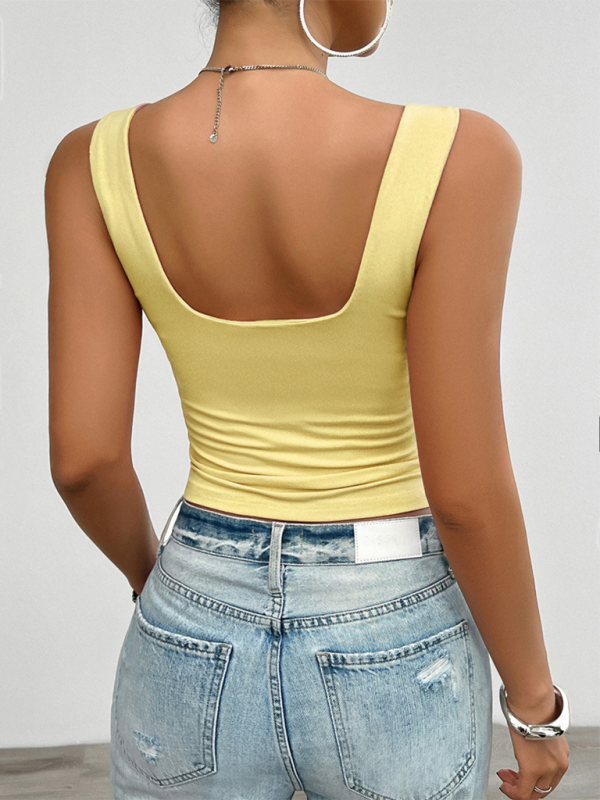 Camisoles- Ruched Bust Cami - Essential Slim Fit Top for Women- - IndioGear.com