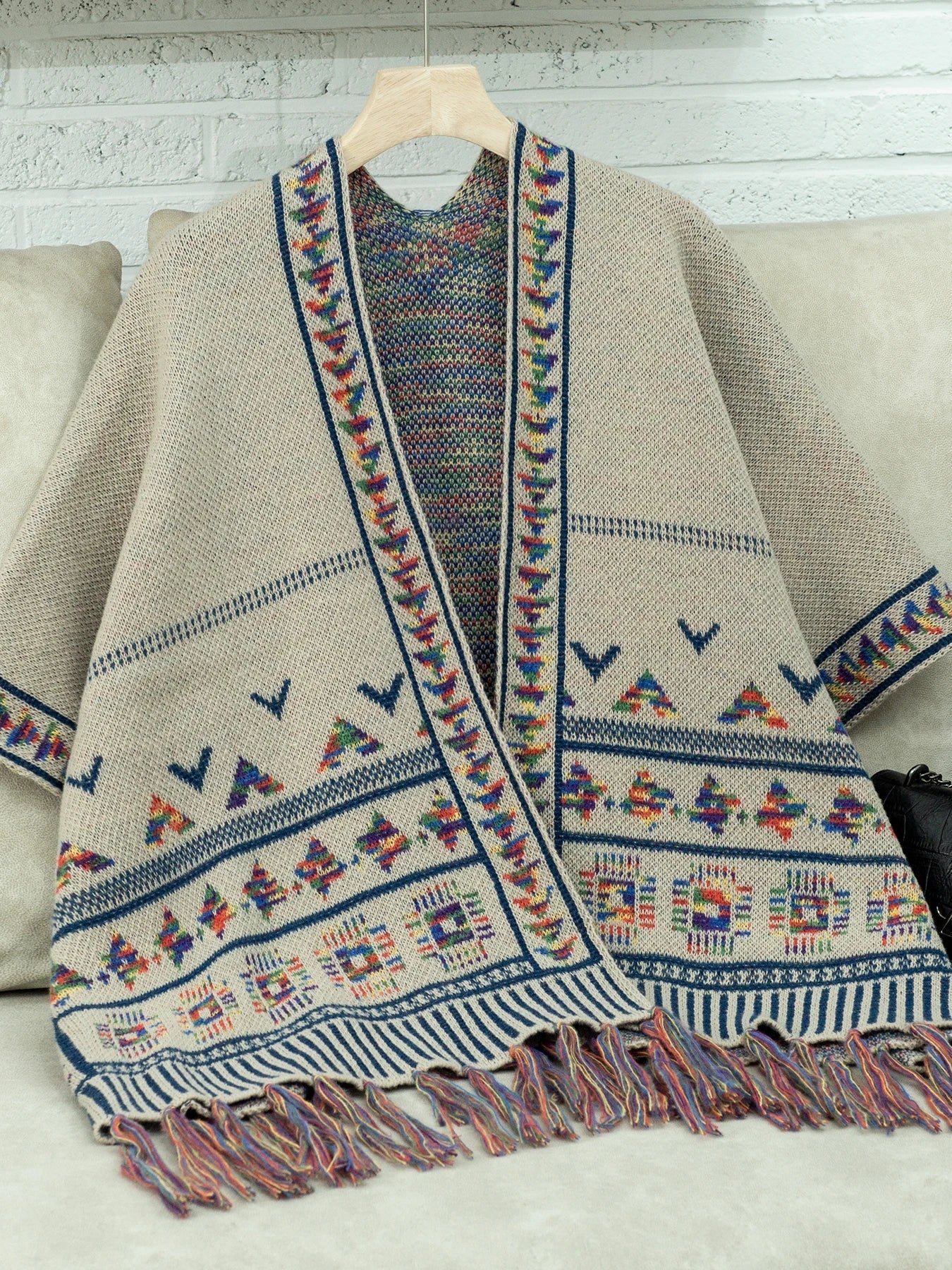 Capes- Tribal-Inspired Cozy Cape for Chilly Evenings- Apricot- IndioGear.com