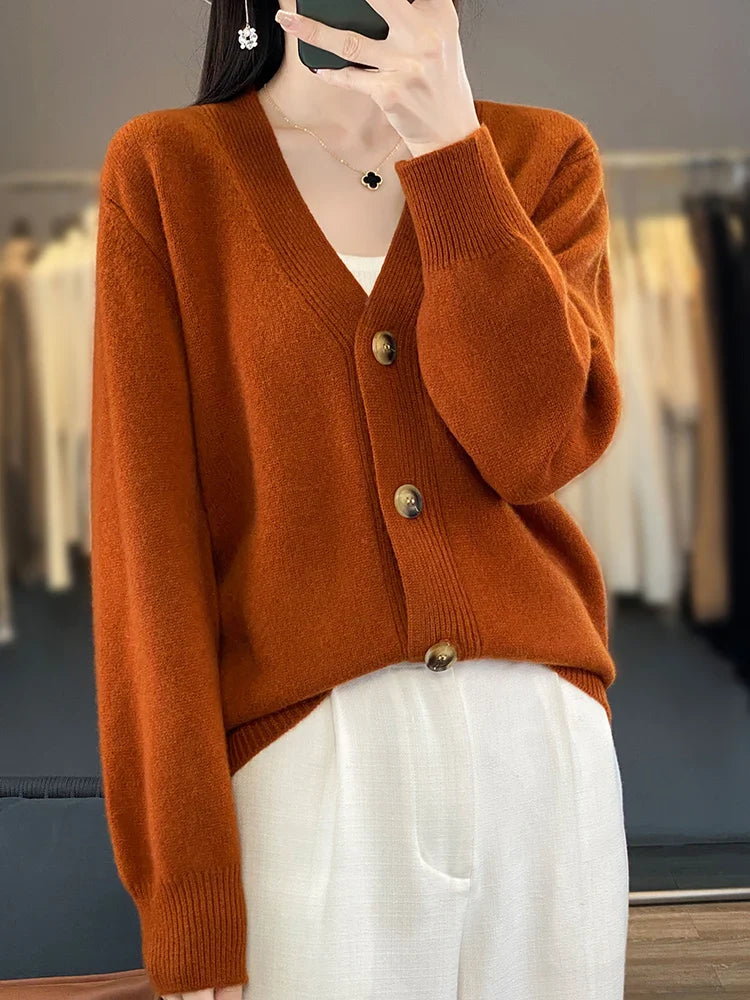 Cardigans- Autumn Wool Cardigan Grandpa Sweater for Chilly Evenings- - IndioGear Women Clothing