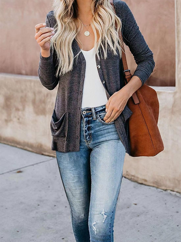 Cardigans- Boyfriend Cardigan for Casual Outings Fall Layering- - IndioGear.com