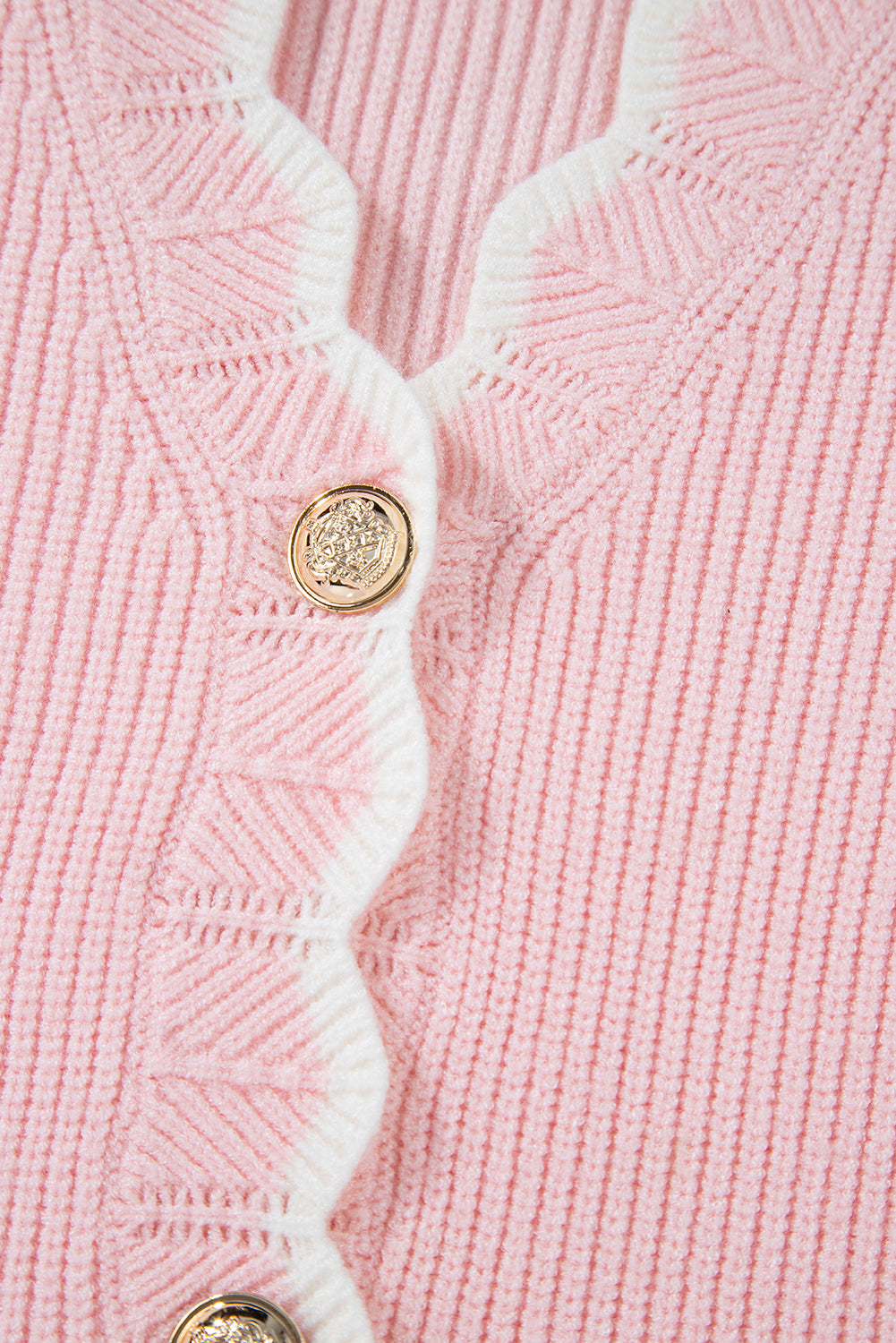 Cardigans- Buttoned Knitwear Scalloped Cardigan- - IndioGear Women Clothing