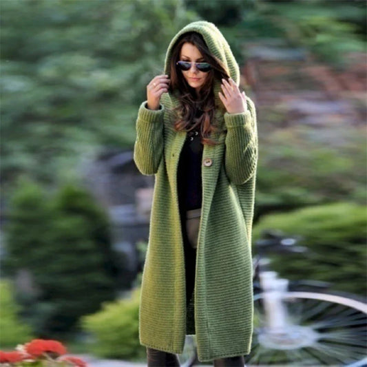 Cardigans- Casual Hooded Duster Cardigan Cape- - IndioGear.com