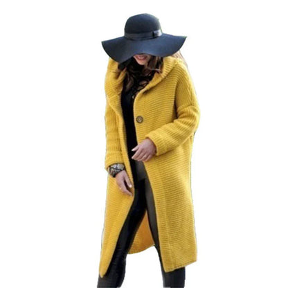 Cardigans- Casual Hooded Duster Cardigan Cape- Gold- IndioGear.com