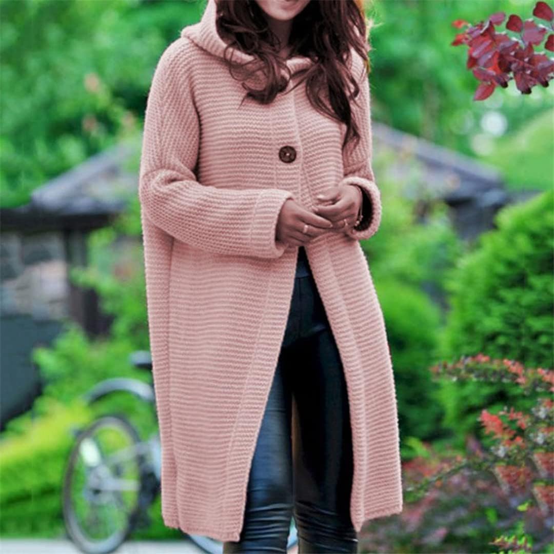 Cardigans- Casual Hooded Duster Cardigan Cape- Pink- IndioGear.com