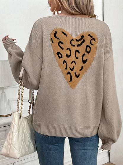 Cardigans- Casual Tie-Up Sweater with Heart Back Oversized Cardigan- - IndioGear Women Clothing