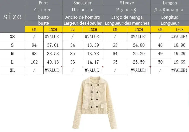 Cardigans- Elegant Double-Breasted Knit Cardigan Fall Sweater- - IndioGear Women Clothing