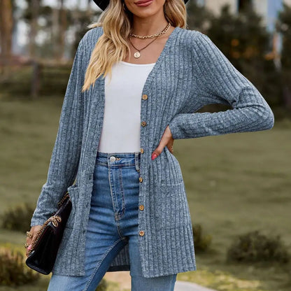 Cardigans- Essential Button-Up Duster Cardigan – Must-Have for All Seasons- - IndioGear.com