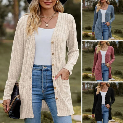 Cardigans- Essential Button-Up Duster Cardigan – Must-Have for All Seasons- - IndioGear.com