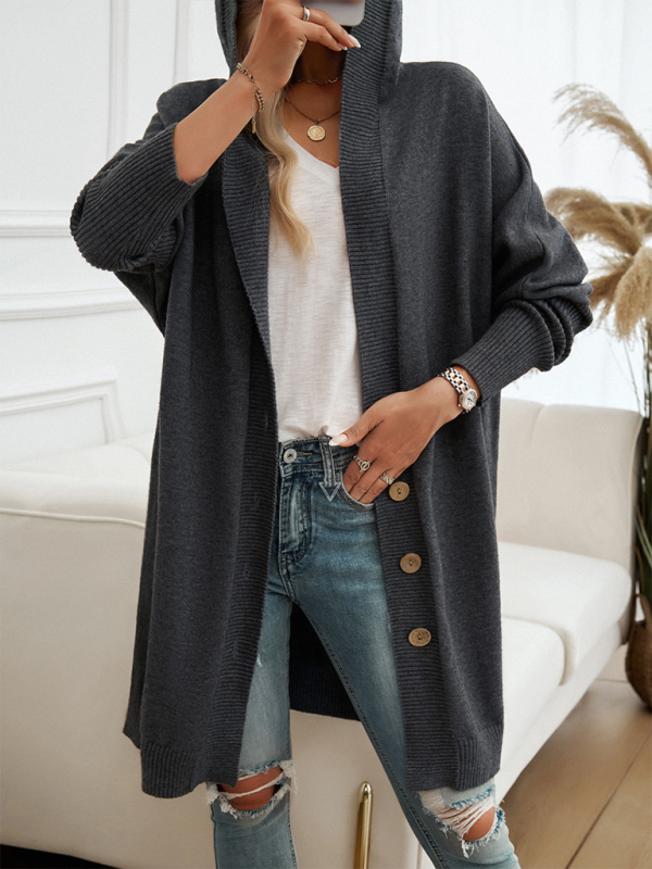 Cardigans- Favorite Fall Longline Hooded Cardigan for Women- - IndioGear.com