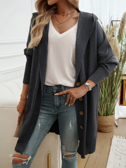 Cardigans- Favorite Fall Longline Hooded Cardigan for Women- - IndioGear.com